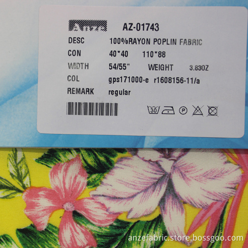 40s ecovero rayon poplin printed fabric